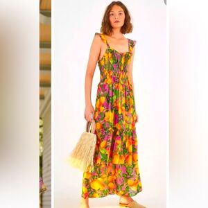 FARM Rio orange sunset Maxi dress. Size Small